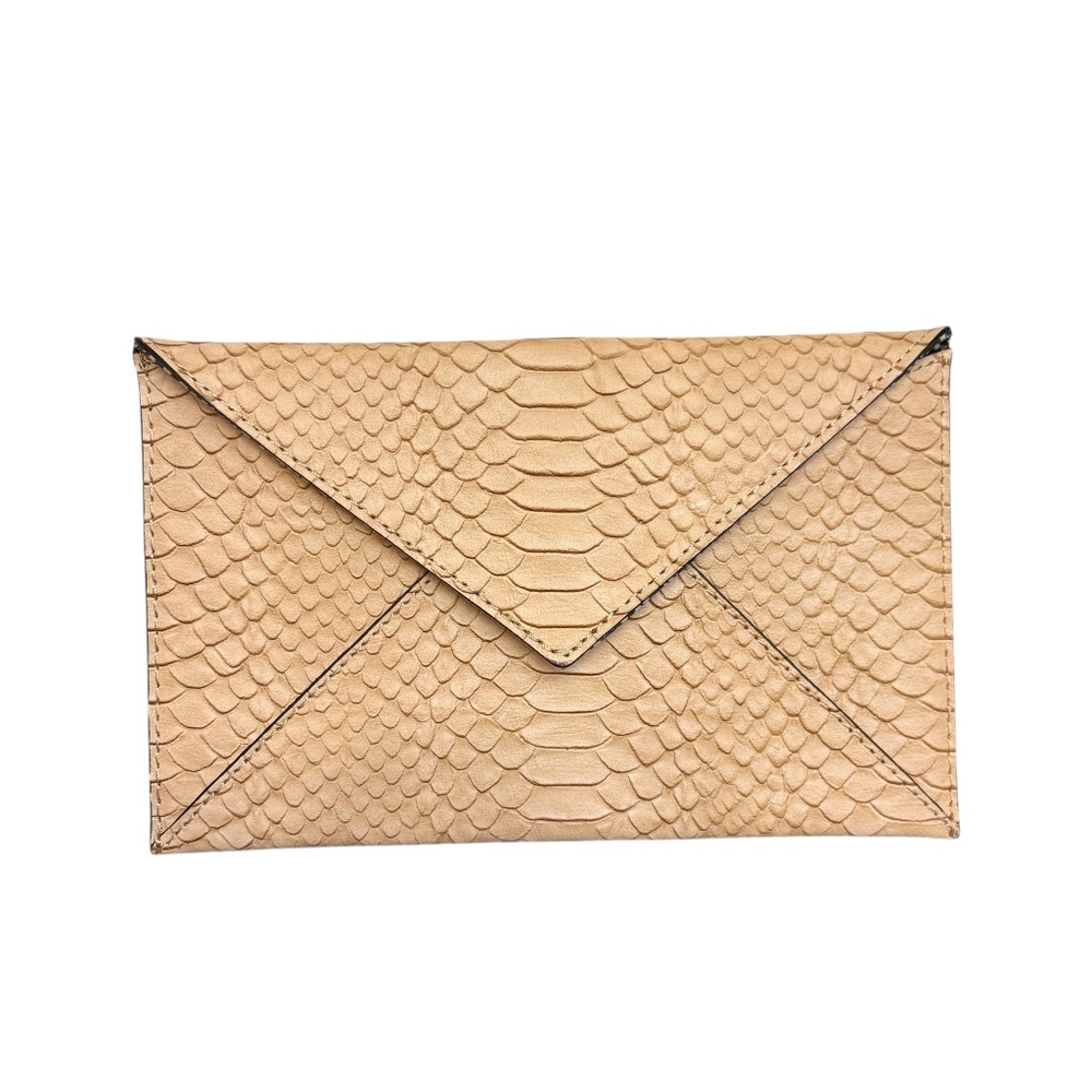 Loeffler Randall Snakeskin Python Embossed Tan Le… - image 1